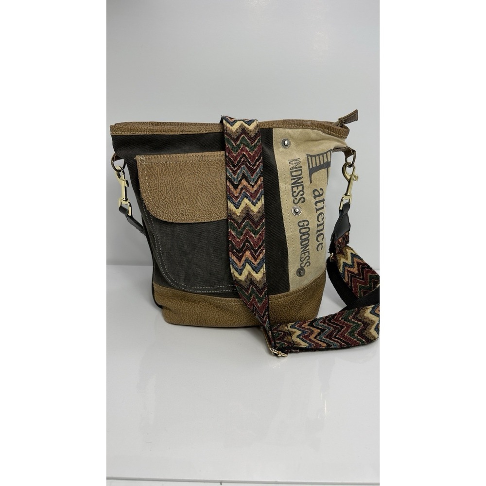 Myra Bag Peace Pocket Military Canvas & Leather Cross Body/Shoulder Purse Bag